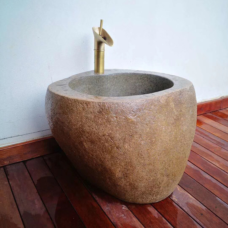 幼儿园儿童洗手盆拖把池阳台鹅卵石拖把盆中式洗手盆石头洗拖布盆