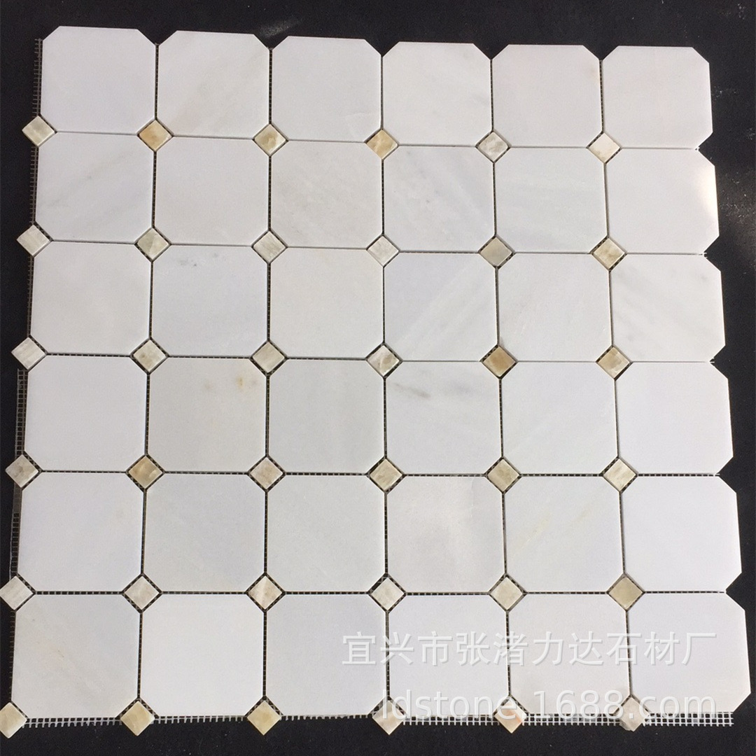 白色大理石八角边形大理石马赛克厨房卫生间阳台内外墙贴墙地砖