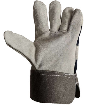 厂家供应电焊工用短皮手套  牛皮二层半皮手套 工业防护手套批发