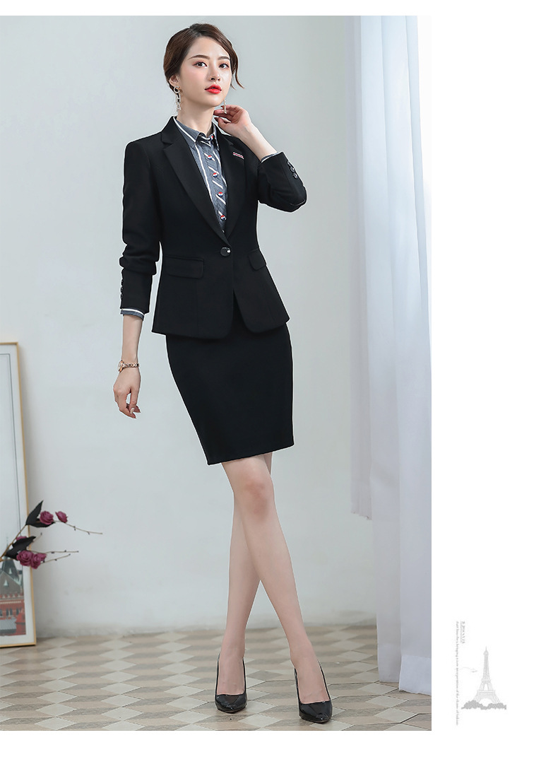 气质职业套装女秋时尚深灰色西服销售教师房工作服女职业装女套装