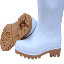 批发养殖厂耐油白色雨靴 固莱科高筒牛筋防滑厨房食品白雨鞋