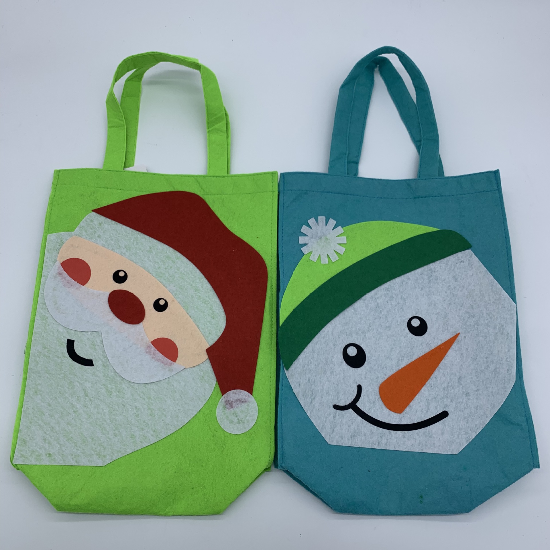 跨境新款毛毡老人雪人圣诞礼物袋手提袋圣诞礼品袋抽绳束口袋装饰