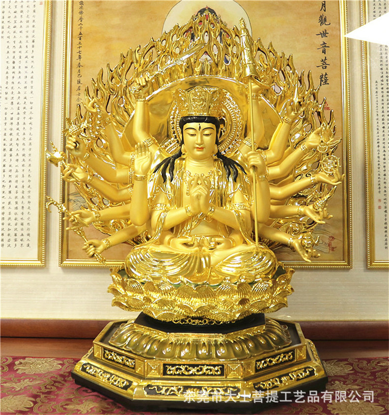 台湾纯铜鎏金准提佛母像结缘装藏准提菩萨佛像家用供奉摆件