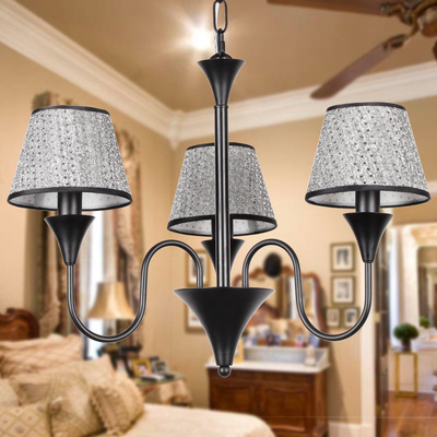 美式乡村吊灯现代简约客厅卧室餐厅书房创意复古黑色铁艺灯具