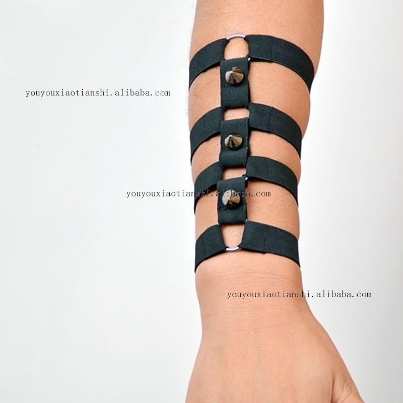 新款服饰夜店演出酒吧舞会弹性松紧带wish铆钉手环 情趣