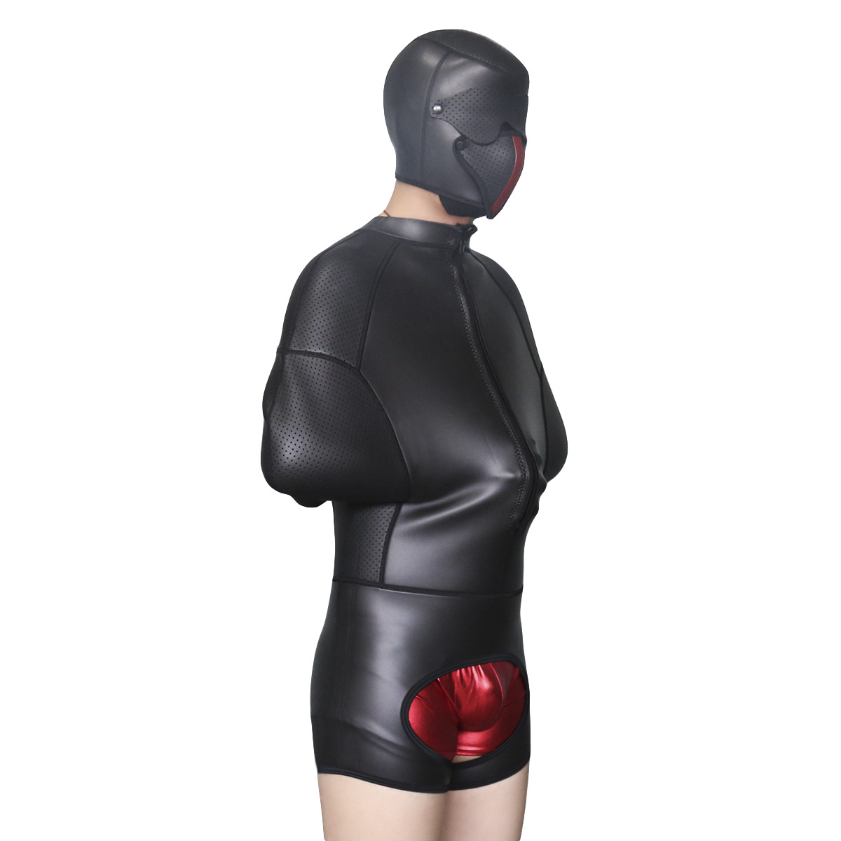 情趣捆绑束缚衣服男士连体开裆紧身衣带拉链表演服夜店舞台诱惑装