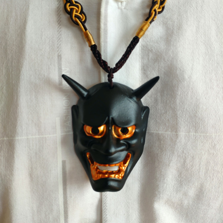 般若面具笑脸项链吊坠特色民族挂饰复古挂坠恐怖朋克般若鬼首吊饰