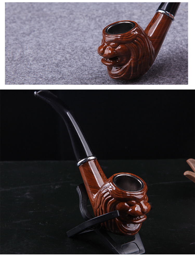 个性狮子头烟斗老式树脂过滤烟斗雕刻新手入门初级烟具男士cf605