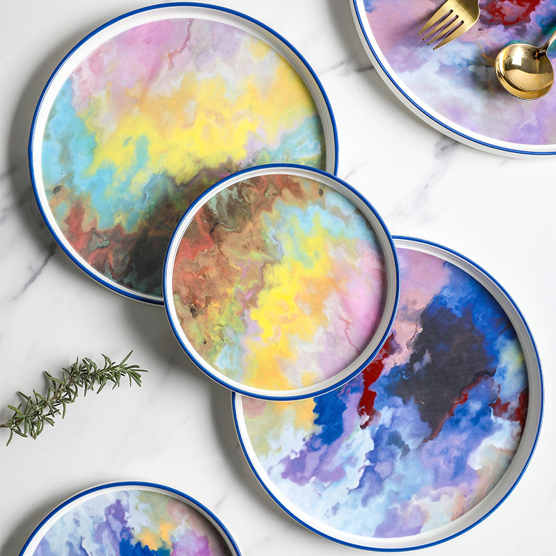 原价29元澐彩 手绘油彩陶瓷盘子菜盘西餐牛排盘