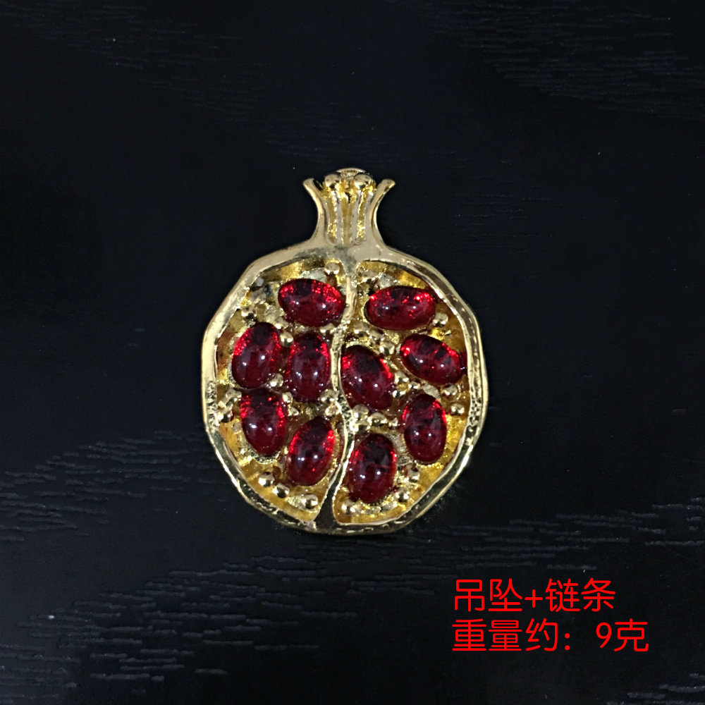 wish新款金红石榴子项坠跨境电商欧美时尚男女挂饰ebay亚马逊批发