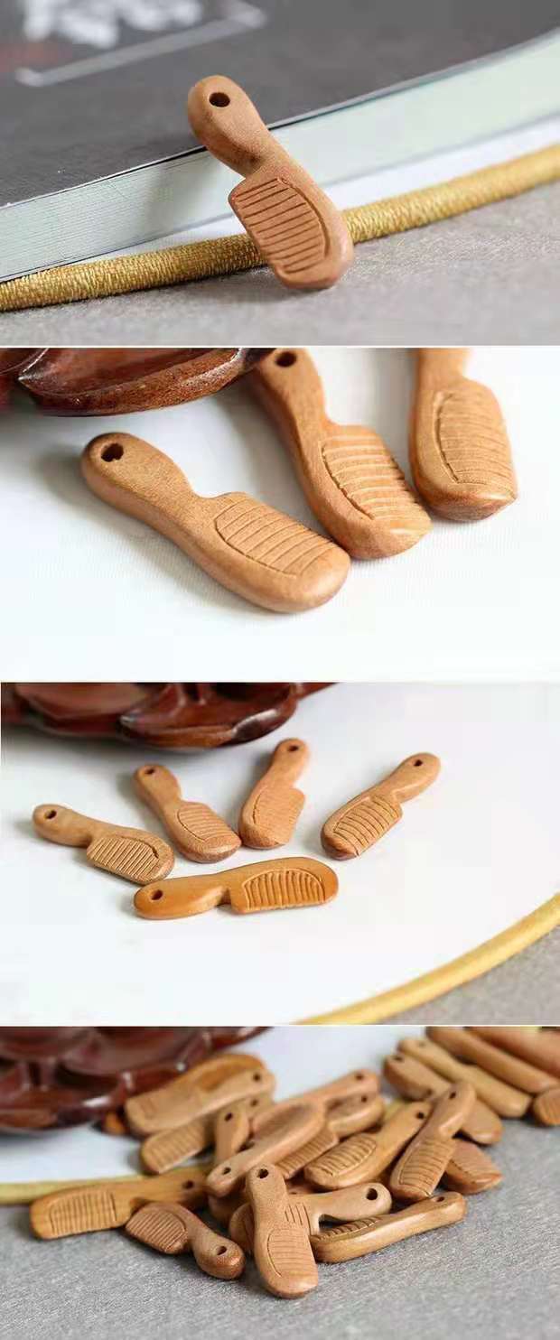 桃木雕刻小梳子配件挂件配饰工艺品diy首饰木雕工艺品民族风