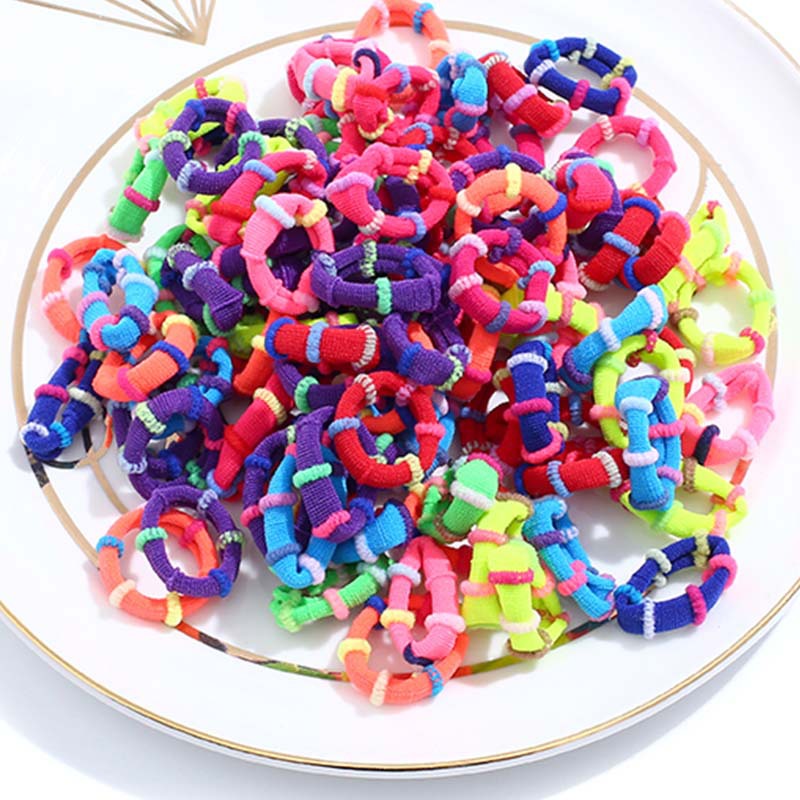 100 Pcs/Pack High Elastic Candy Color Small Seamless Hair Ring Colored Hair Band Children's Hair Accessories Seamless Connection Towel Ring