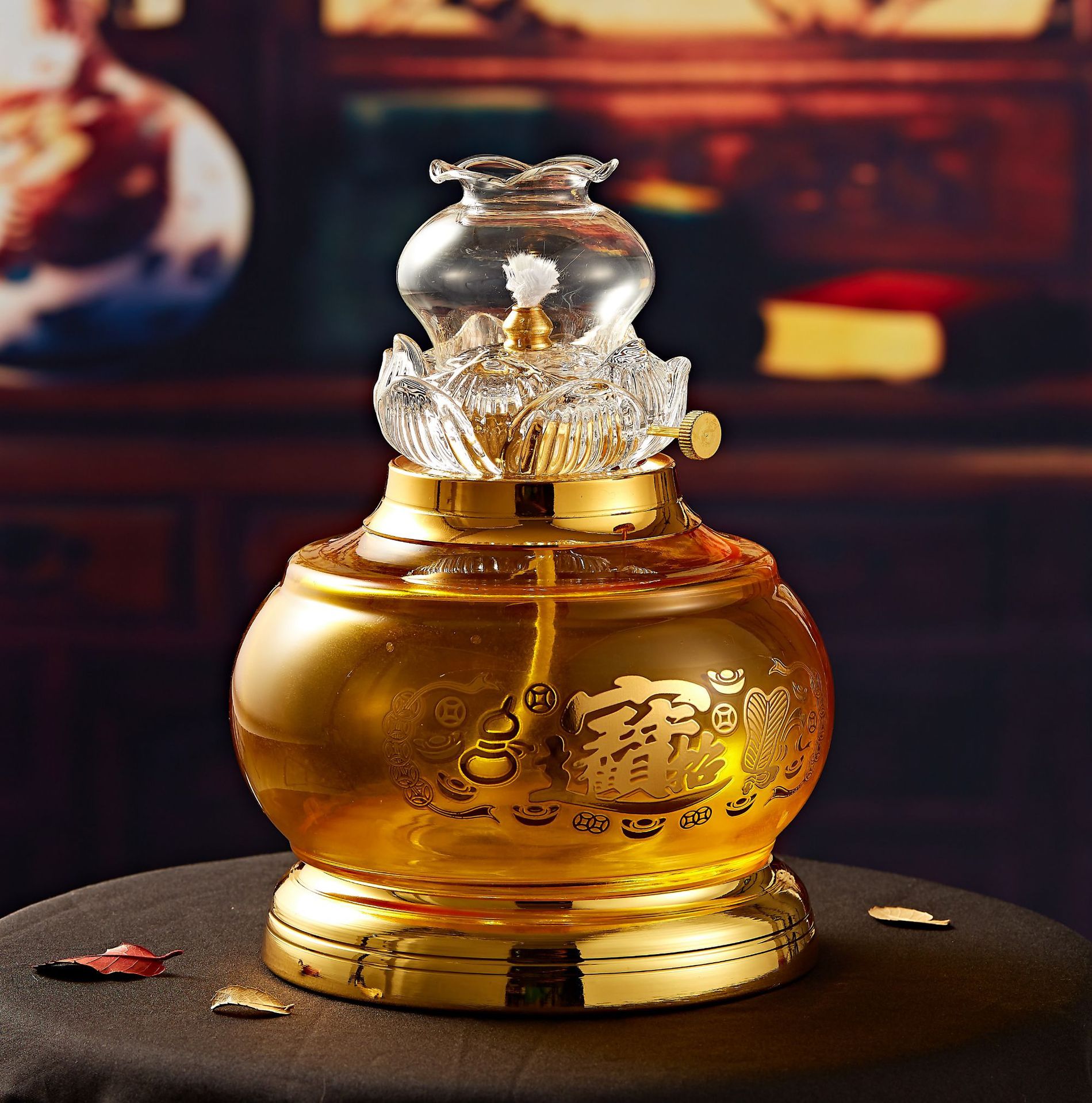 新款供佛酥油长明灯佛灯供灯莲花防风液体油灯家用佛具佛用品