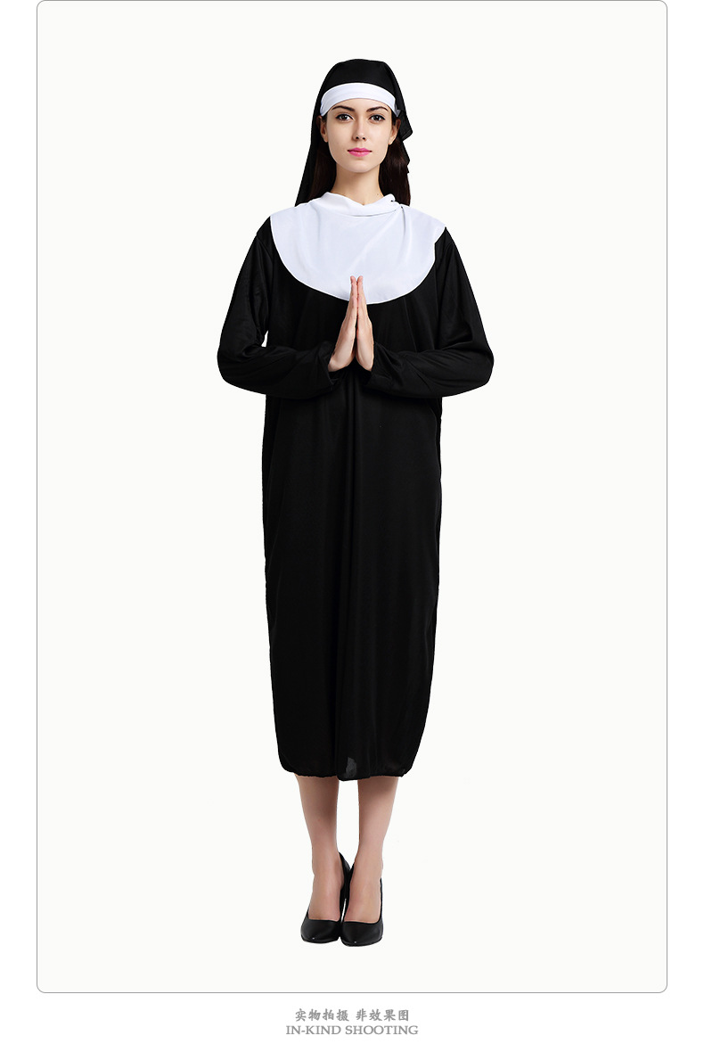 复活节衣服欧美cosplay女修女长袍派对角色扮演服装话剧舞台表演