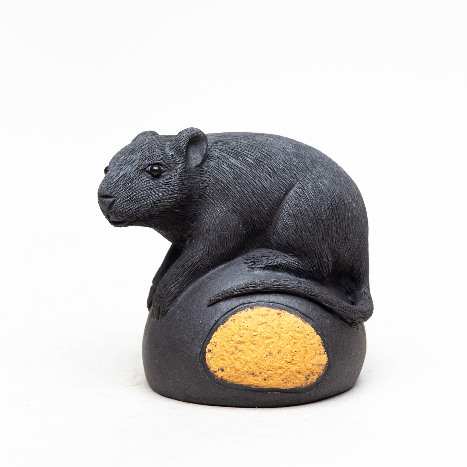 宜兴紫砂茶宠老鼠摆件雕塑创意茶盘配件板栗生肖拉毛鼠茶具批发