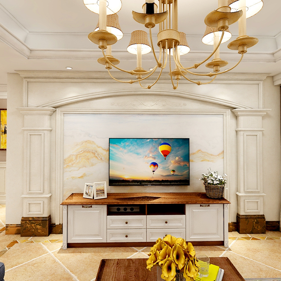 高档石材电视背景墙定制现代客厅微晶石背景墙仿大理石罗柱岩板