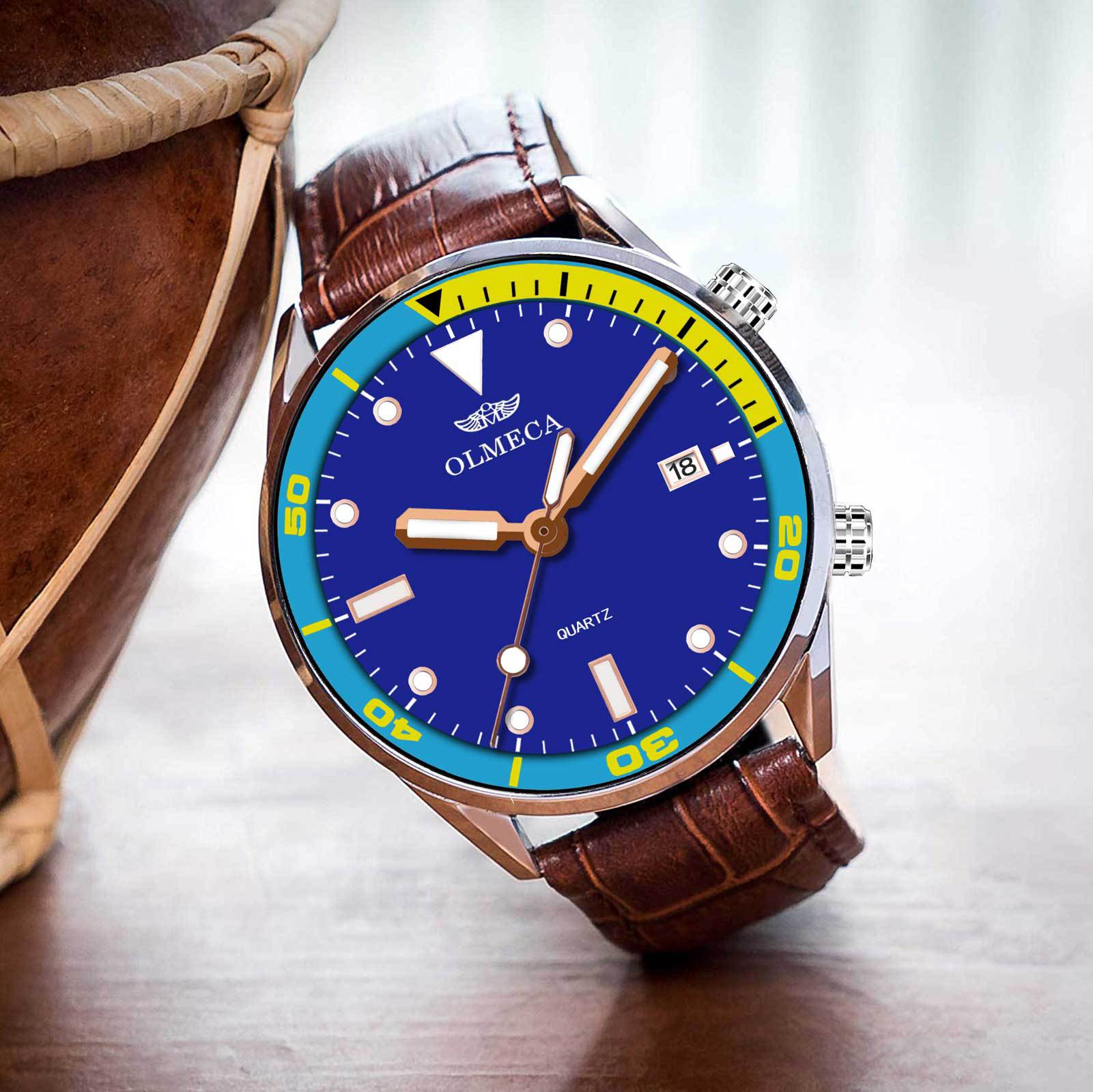 olmeca爆款男士手表男防水多功能运动蓝宝石磁疗能量手表锗石保健