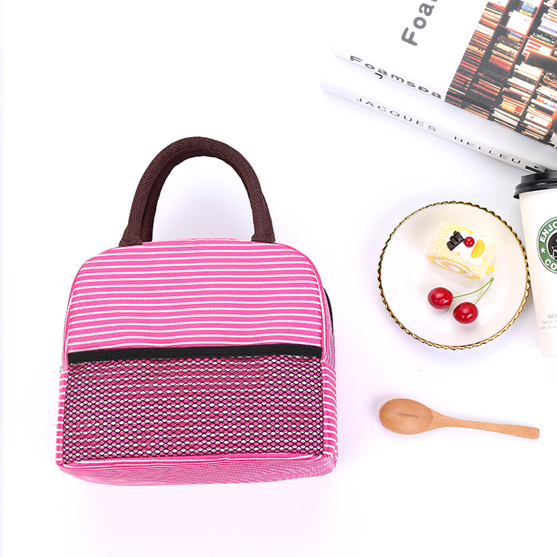 Spot Large Classic Striped Lunch Bag Aluminum Foil Ice Pack Insulated Bag Student Lunch Bag Lunch Box Insulation Bag Wholesale