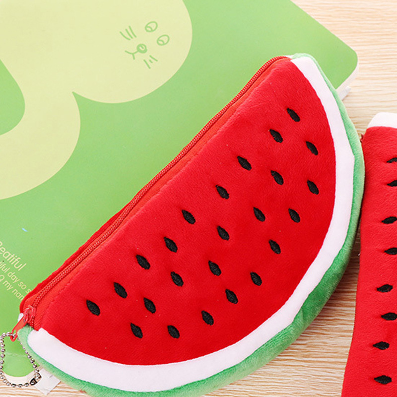 Cute Big Watermelon Psp Bag Fashion Watermelon Storage Pencil Case Cute Plush Stationery Case Factory Wholesale