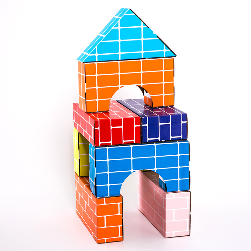 厂家儿童仿真纸砖积木幼儿园班建构区角游戏室内搭建玩具diy纸盒