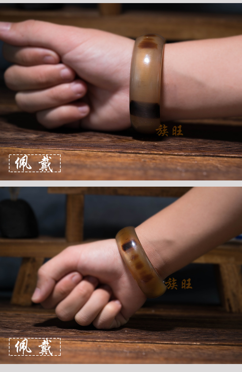 厂家批发天然牦牛角宽手镯 手工精品加厚款 畅销定制