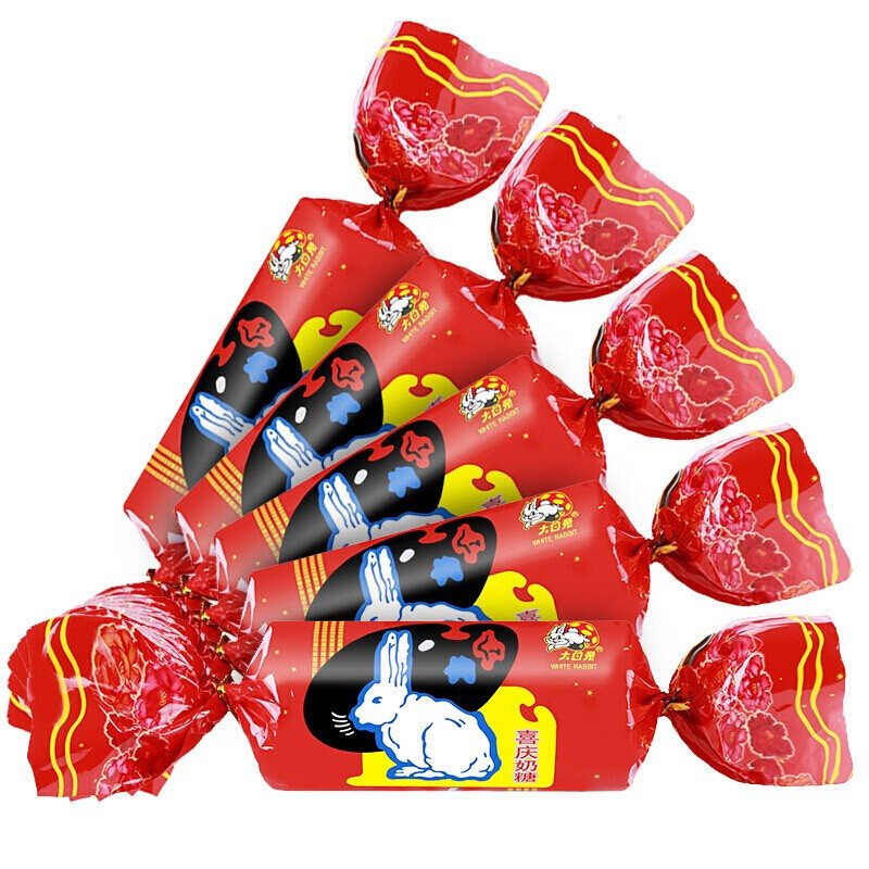 促销整箱冠生园大白兔奶糖整箱39g*100个红色喜庆奶糖