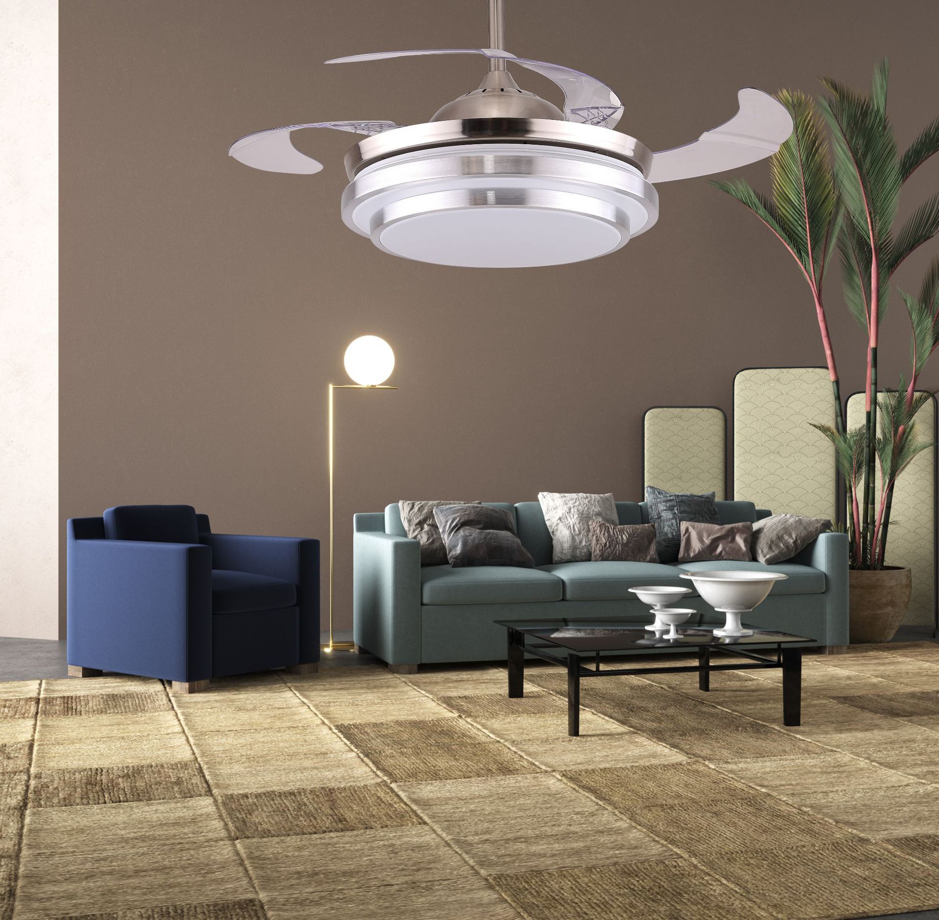 隐形吊扇灯 客厅现代简约卧室餐厅吊扇带led电风扇吊灯家用风扇灯