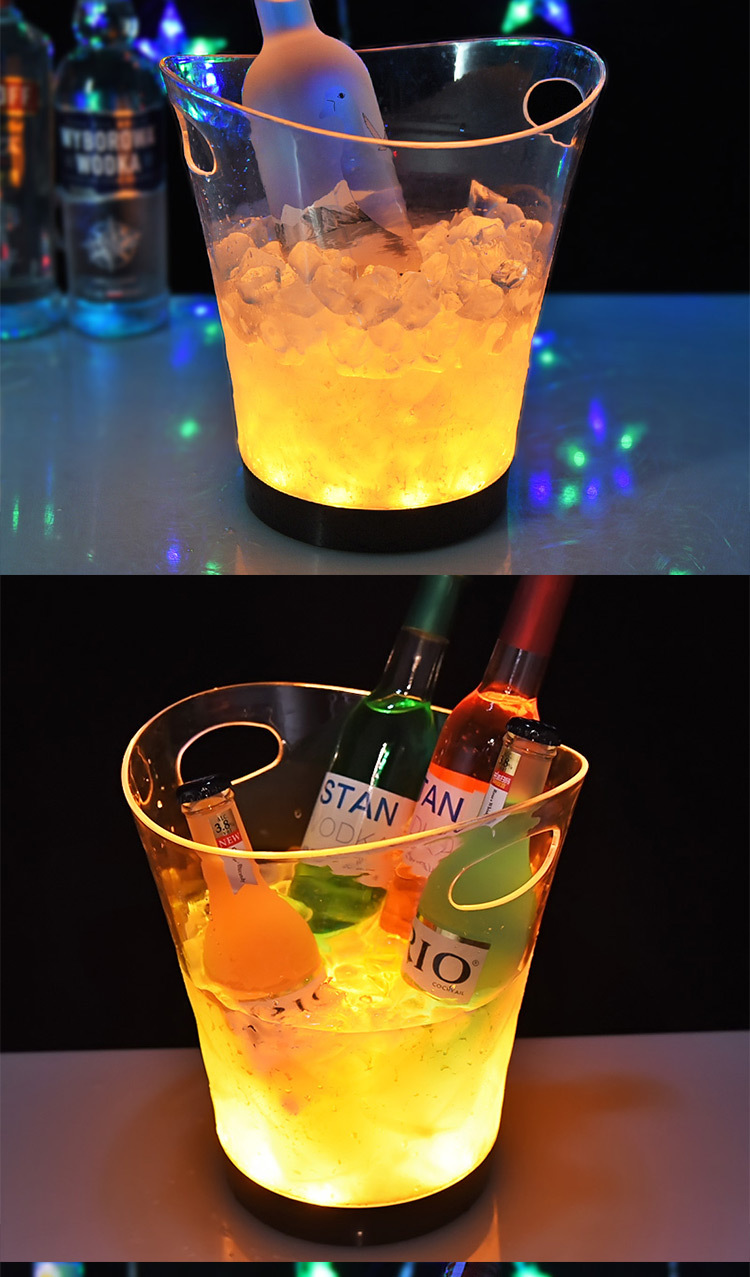 工厂直销5l容量发光冰桶led充电双提手冰桶酒吧ktv香槟发光冰桶