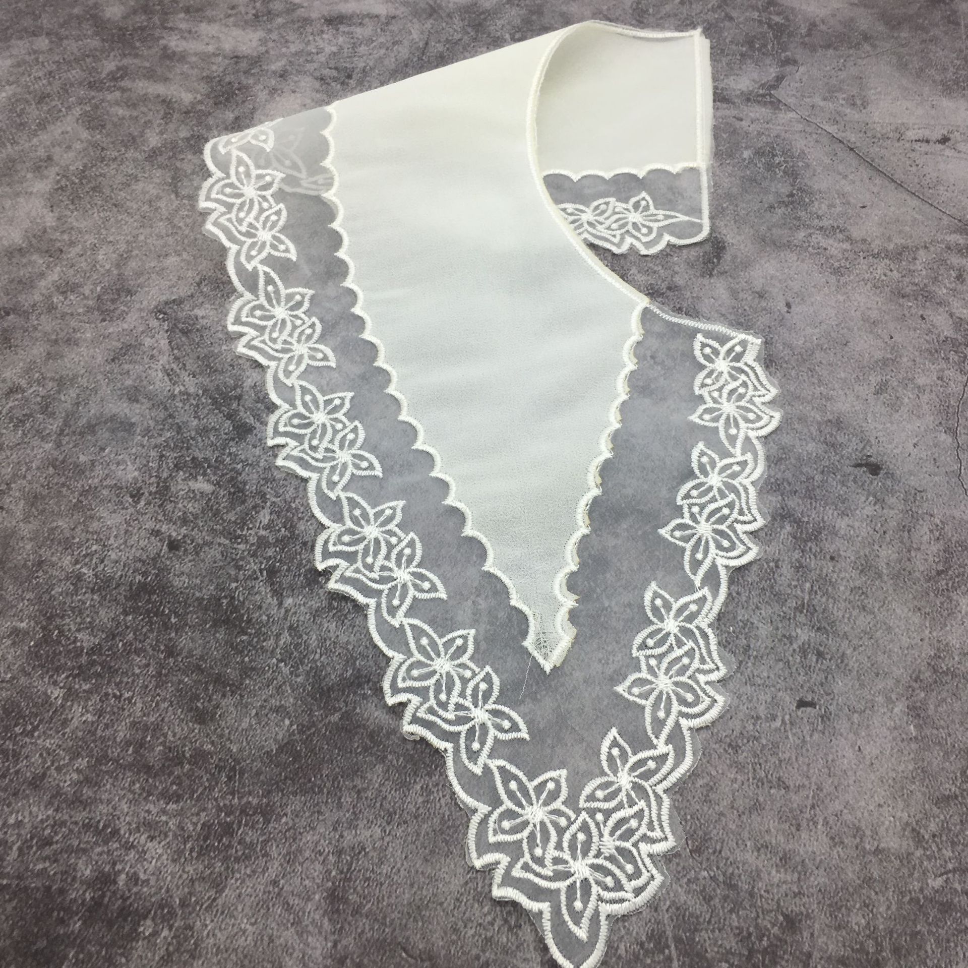 花边-欧根纱绣花片 立体双层蕾丝衣领 水溶涤光丝对花 diy婚纱童装