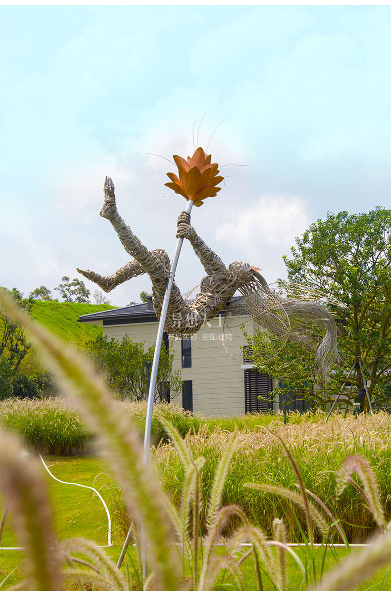 蒲公英精灵仙子雕塑不锈钢镂空人物创意景观雕塑户外景区艺术品