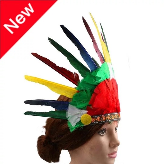 万圣节非洲印第安人羽毛头饰帽子土著人羽毛聚会装扮野人道具