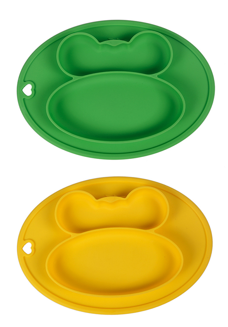 硅胶一体式餐盘 婴幼儿辅食盒餐盘 吸附桌面硅胶餐盘厂家定制