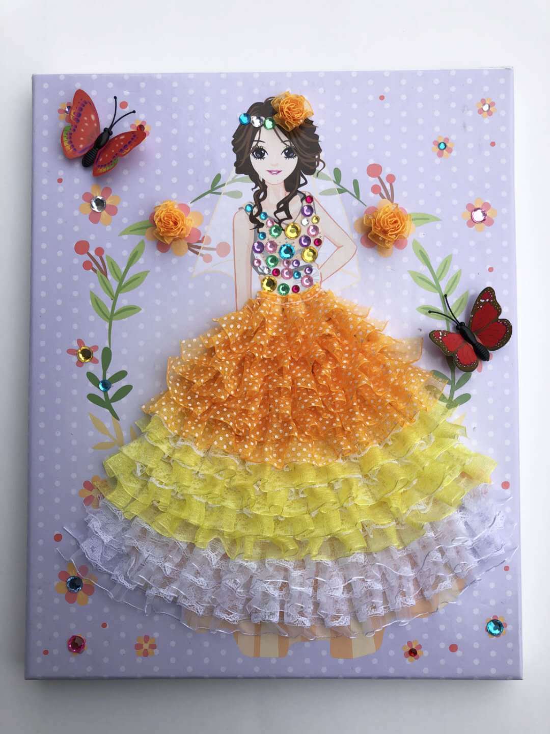儿童diy钻石粘贴画梦幻公主裙画手工制作纱裙公主画材料包礼物