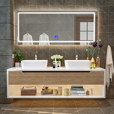 双盆浴室柜现代简约智能镜洗脸盆柜组合卫生间洗漱池洗手台盆柜