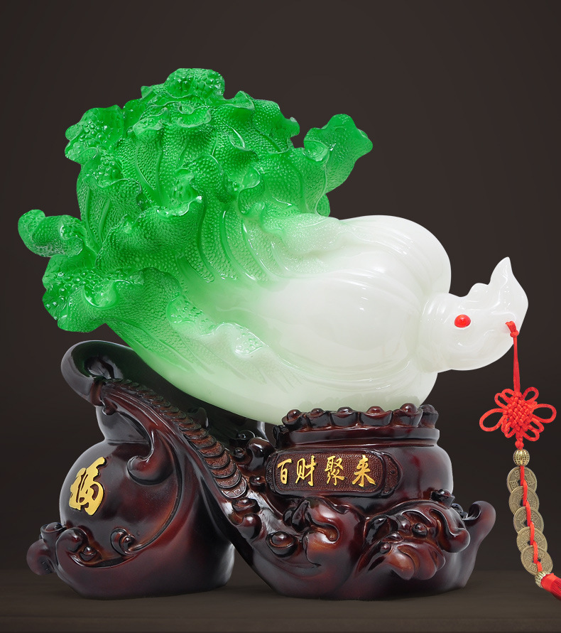大号百财聚来玉白菜招财摆件风水家居客厅酒柜装饰品店铺开业礼品