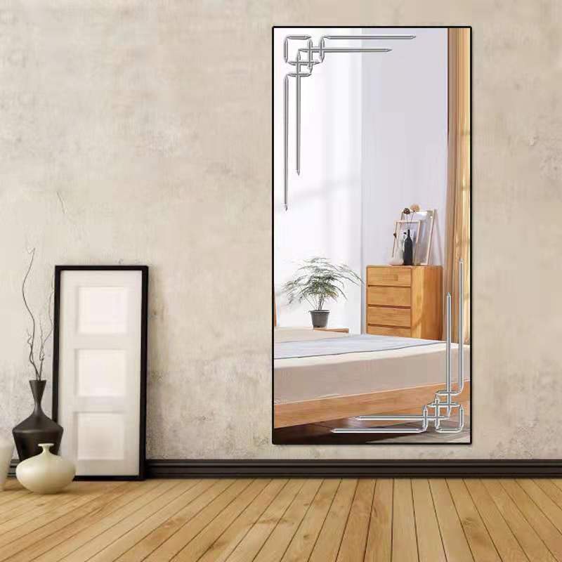 欧式简约落地全身镜子伸缩穿衣镜 卧室立体衣柜伸缩穿衣镜 铝镜