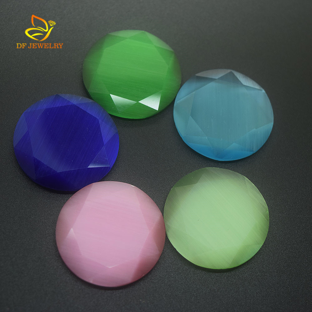 8mm裸石戒面合成玻璃猫眼石定制人造宝石