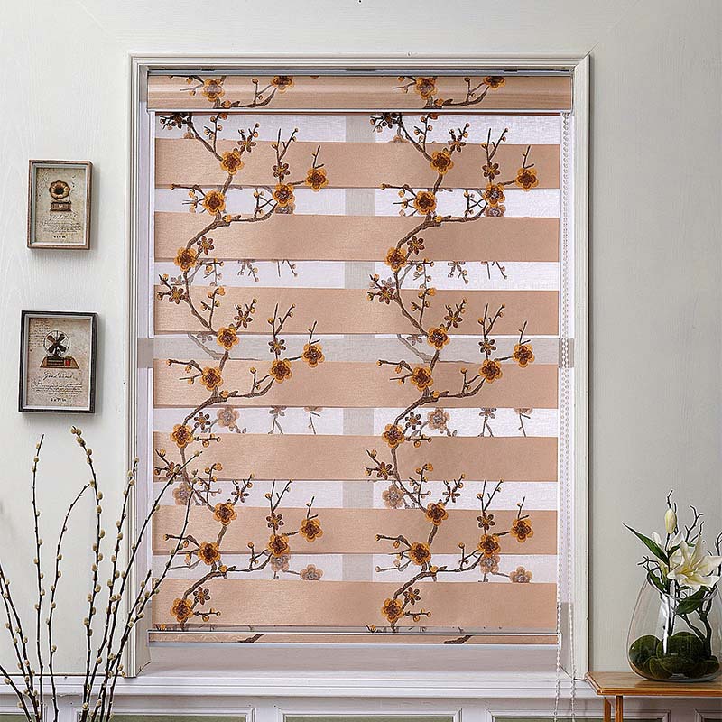 Factory Direct Sales Plum Embroidery Shading Louver Curtain Luosha Zebra Shutter Living Room Bedroom Balcony Bathroom