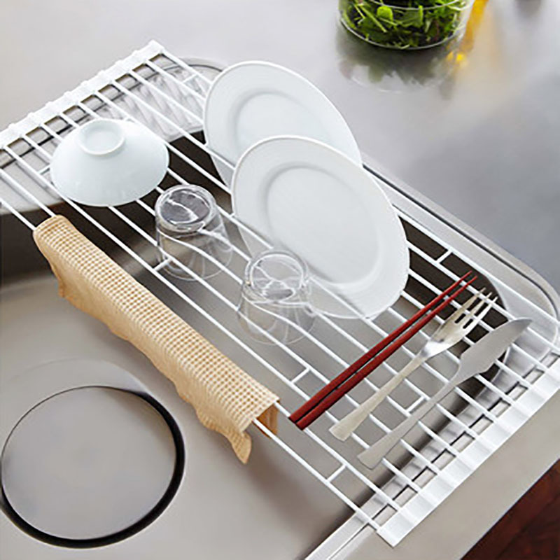 Iron Folding Sink Drain Rack Kitchen Vegetable Washing Sink Draining Curtain Vegetable Fruit Bowl Dish Drain