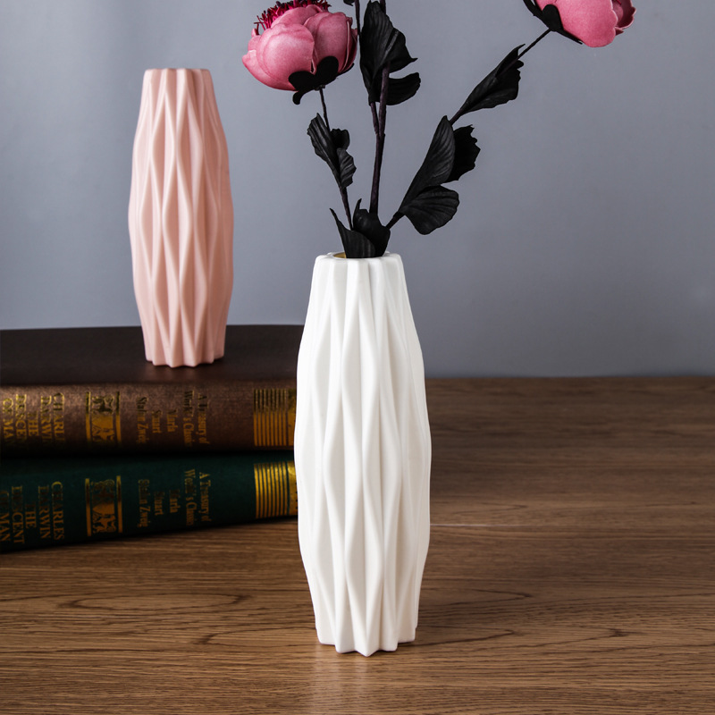 plastic vase nordic color vase creative camellia decoration wet and dry flower imitation glaze vase