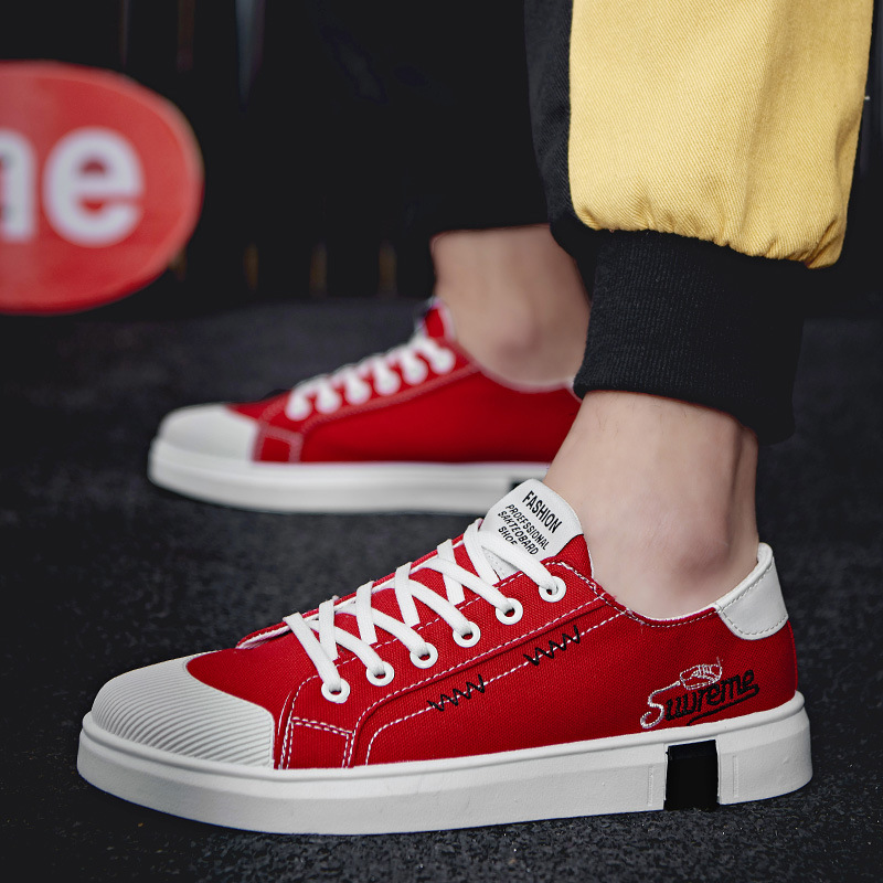 cloth shoes男休闲平底透气板鞋韩版潮流运动球鞋时尚绣花帆布鞋