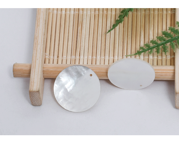 宝石工艺品厂家加工订做白贝母圆形片可做有孔无孔来图来样切割