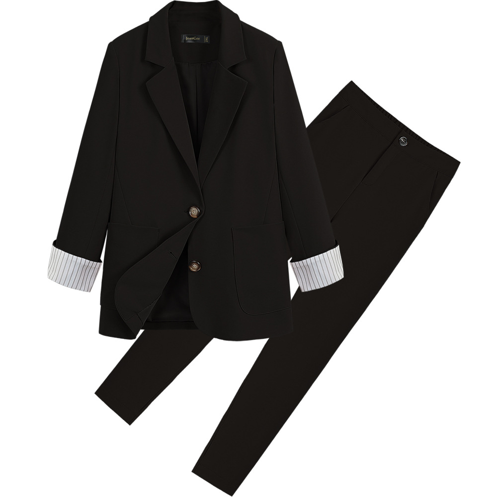 大码西装套装微胖mm大码女装九分裤套职业装套200斤胖妹妹外套女