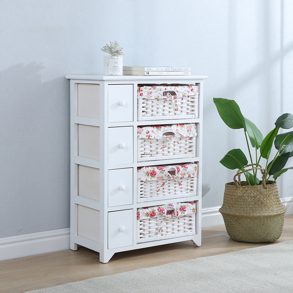 Korean-Style Pastoral Storage Cabinet American-Style Storage Cabinet Wooden Drawer Chest of Drawers Toy Clothes Storage Cabinet Bedside