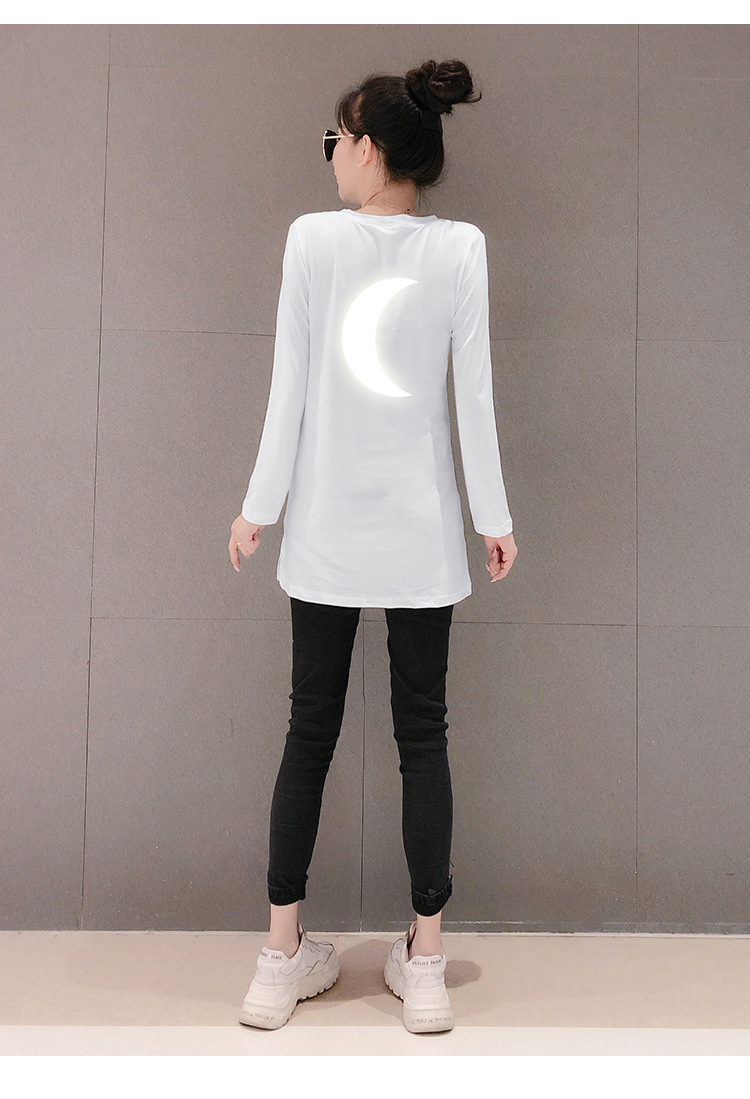 中长款白色长袖t恤女2019秋冬新款韩版宽松ins百搭打底衫上衣