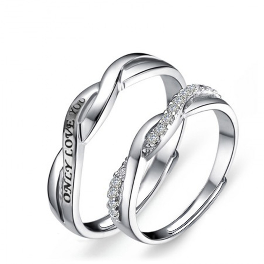 曹适亚马逊热卖爆款 only love you缠绵的爱情侣开口戒指 首饰品