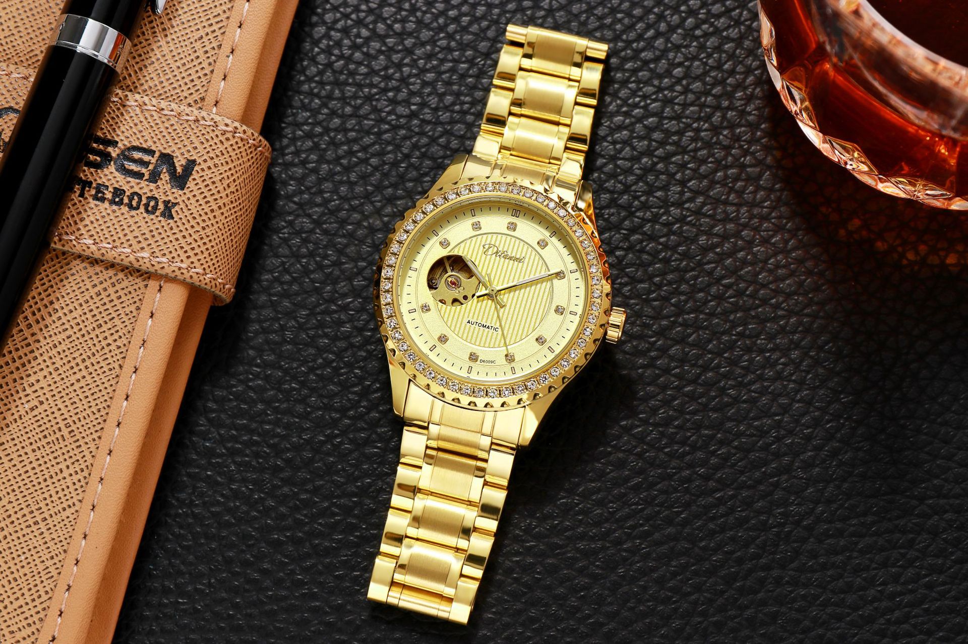 狄凡尼瑞士全自动机械表双镂空机械手表镶钻高档男表爆款男表