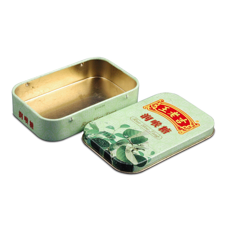 马口铁长方盒 薄荷糖包装铁盒 清凉糖润喉糖铁盒定制 两片铁盒