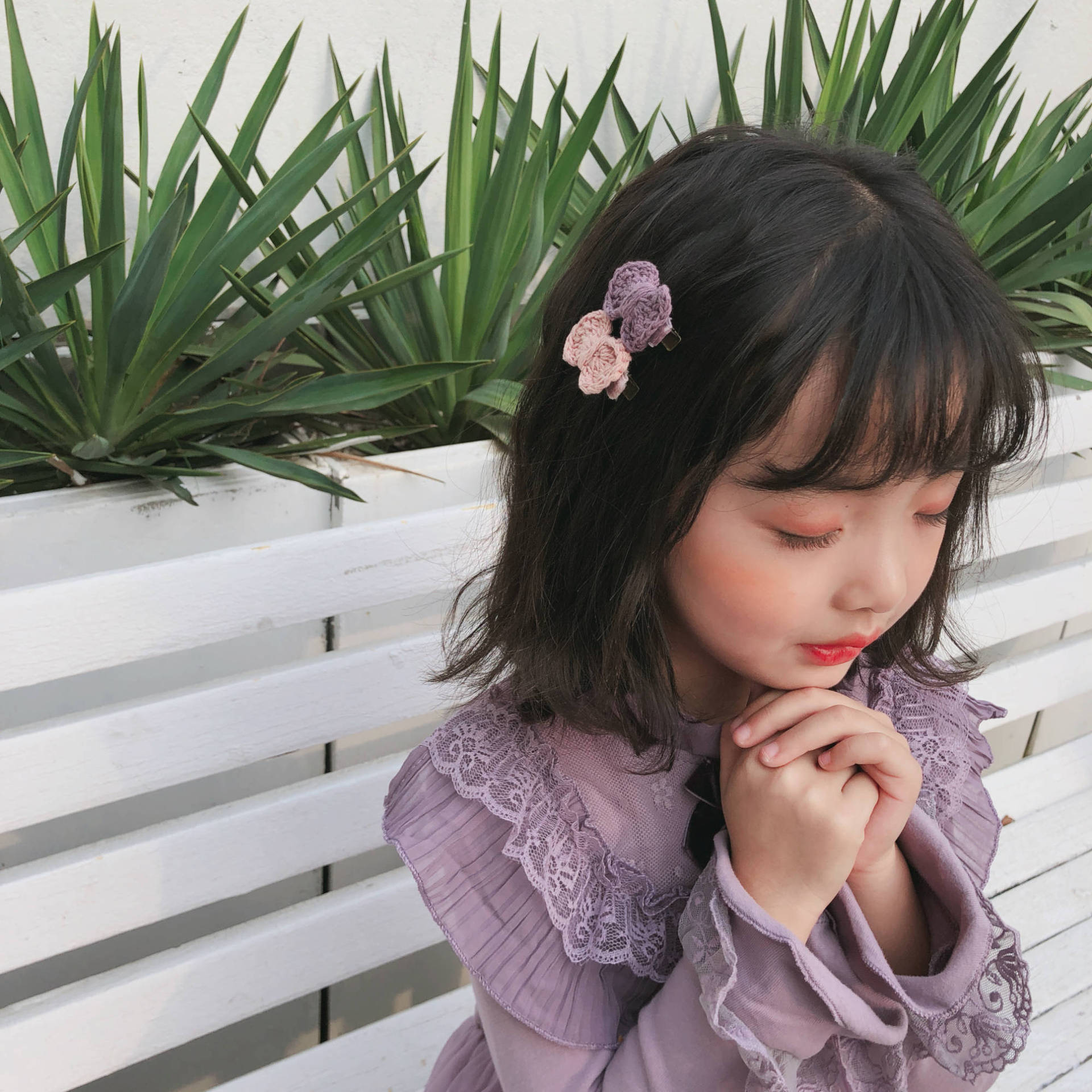 毛线钩针蝴蝶结边夹宝宝刘海夹手工棉线简色气质顶夹南大门儿童新