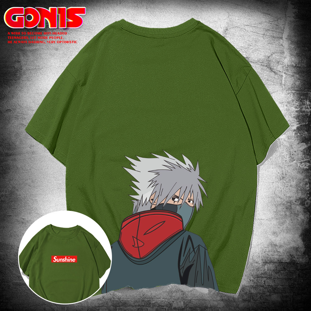 短袖男装夏潮牌火影忍者联名卡卡西潮流日系卡通动漫周边半袖t恤